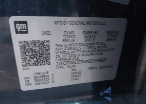 2022 Chevrolet Silverado 1500 Ltd 2Wd Short Bed Lt из США, поврежденный, VIN 1GCPWCED5NZ104965